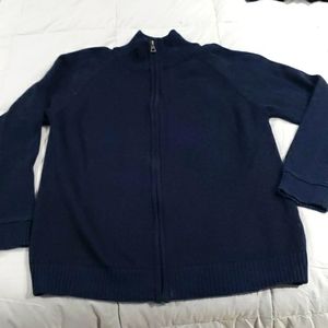 Weatherproof Vintage Full Zip High Neck Navy Flecked Sweater Sz XL